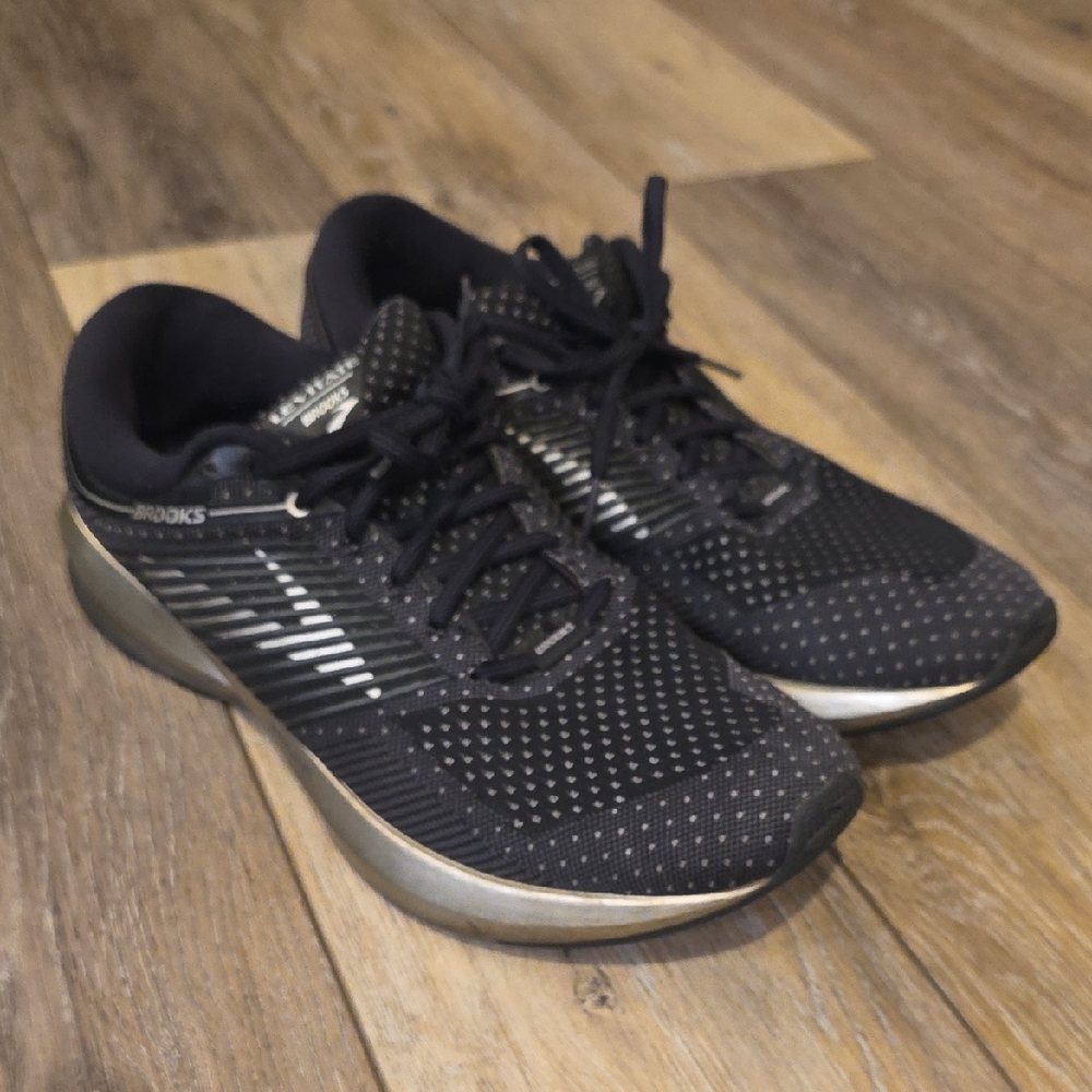 Brooks Black and Silver Athletic Shoes